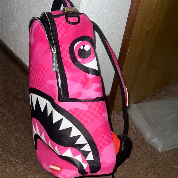 Sprayground Pink Camo Shark Backpack - Picture 5 of 9